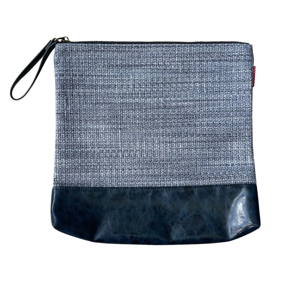 Brentano Zippered Pouch Bag Blue Vegan Leather